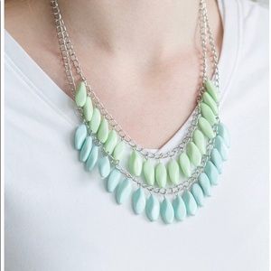 BABY BLUE AND GREEN LAYERED NECKLACE
